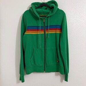 AVIATOR NATION Kelly Green Large 5 Stripe Zip Up Hoodie